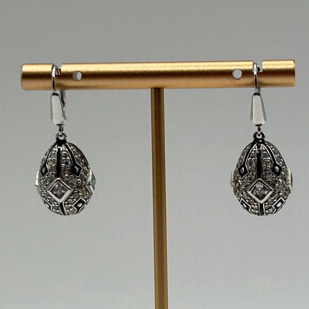 Egg Shaped Sterling Silver Drop Earrings